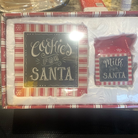 Festive Red and White Holiday Cookie and Milk Set - Picture 1 of 6